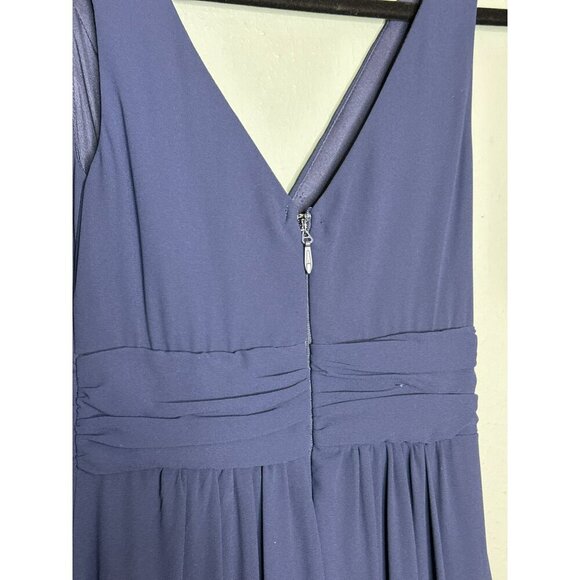 LuLu's Women's XS Sleeveless Plunging Neck Chiffon A-Line Maxi Dress Navy Blue - Picture 8 of 16